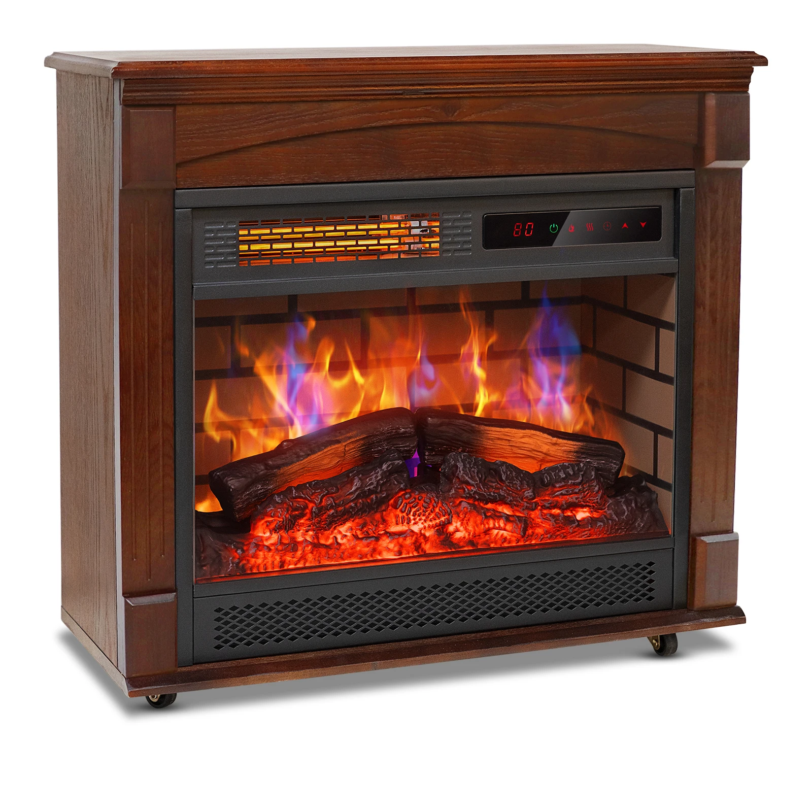 Konwin FP404RNA  Walnut Wood Fireplace Cabinet Electric Fireplace with Mantel