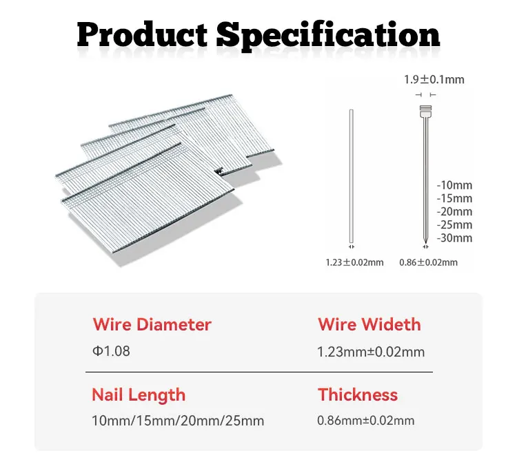 Wholesale Furniture Straight Nail F10 10mm 20mm 40mm 50mm Steel Wire Galvanized Nails 18GA Brad Nails