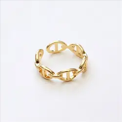 Maxery New Design Metal Brass French Cool Style Ring Hot-Selling Pig Nose Brass Ring Opening Adjustable Ring Ins