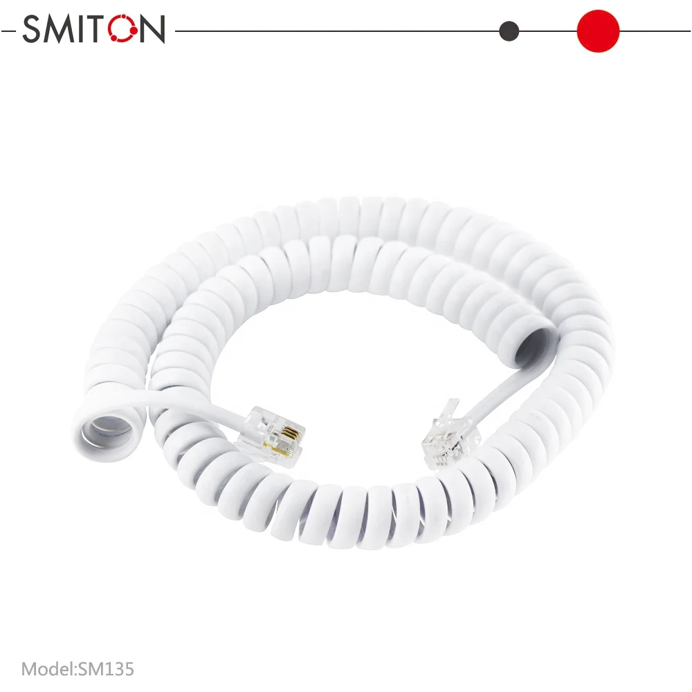 28/30AWG 2merer  Black Copper RJ9 4P4C Phone Curly Cord