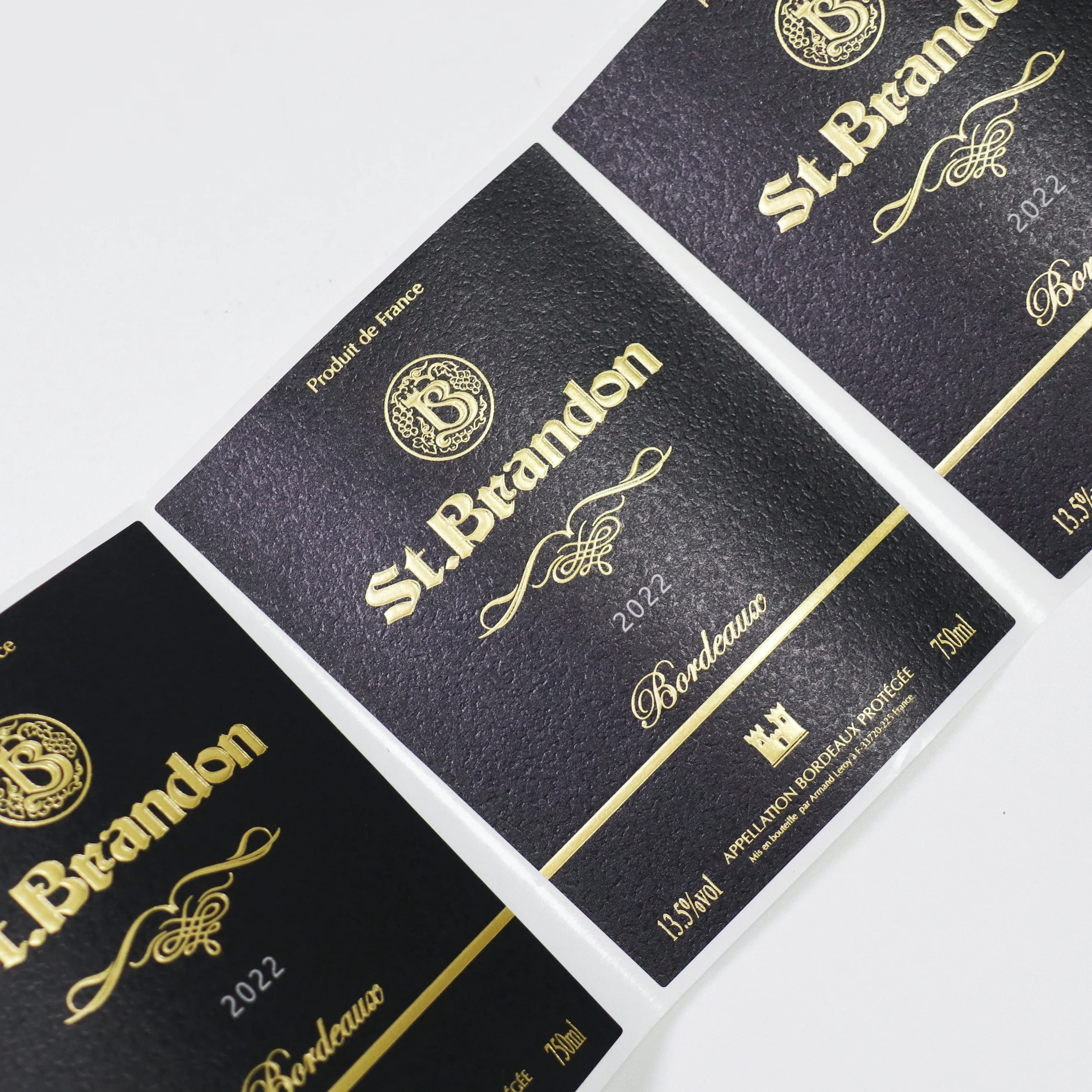 Rock grain self-adhesive label, can be customized waterproof label hot stamping UV process wine label