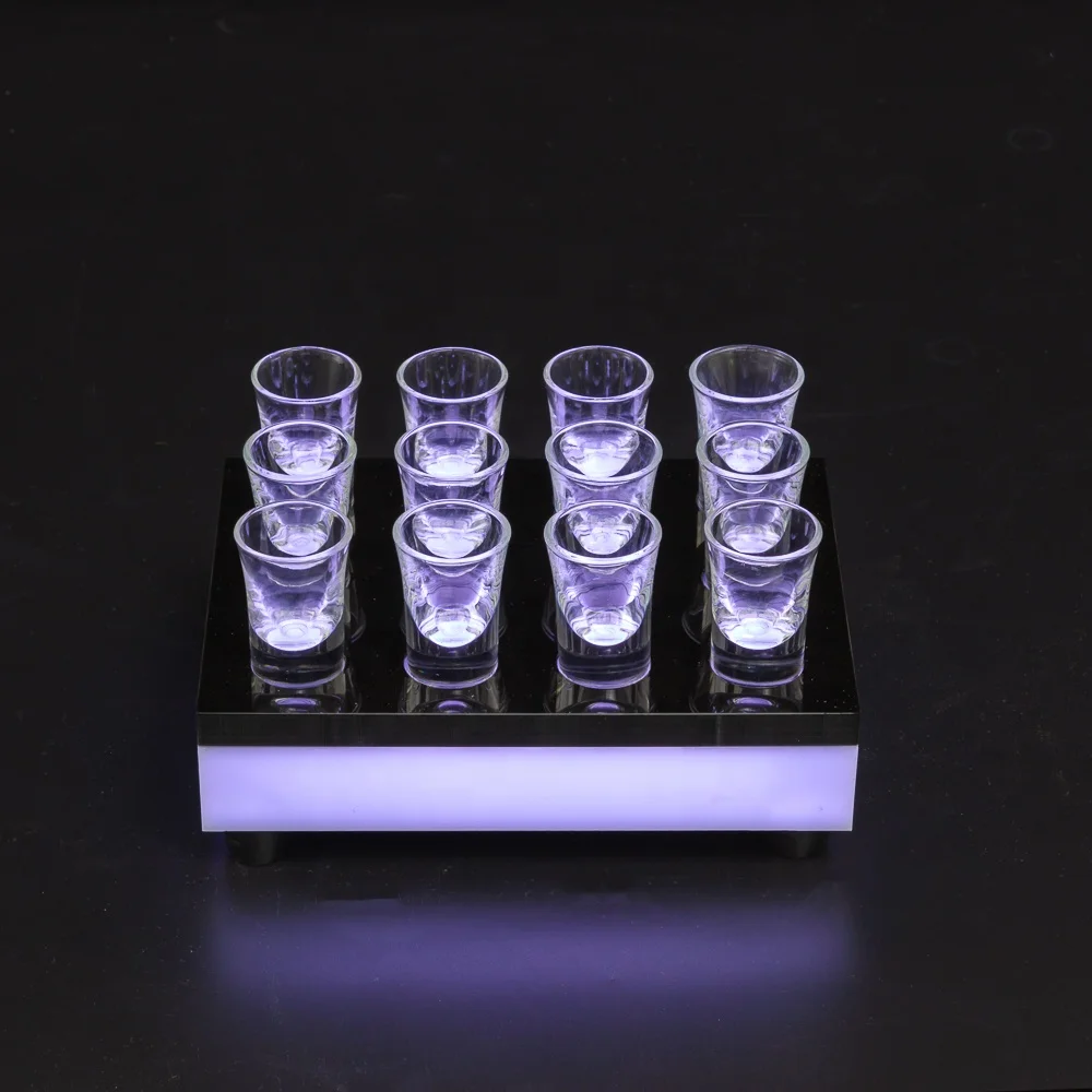 
Rodnn LED AcrylicRotate Shot Glass Serving Tray Glass Holder for 12 Shots 