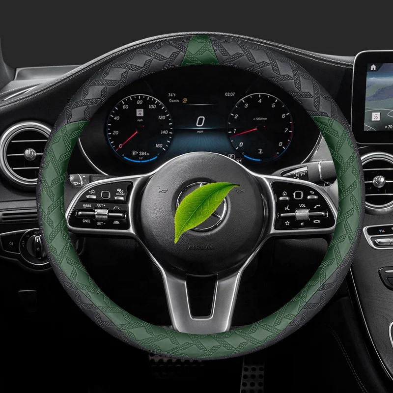 Top quality Microfiber leather Steering Wheel Cover Non-slip wear-resistant sweat-absorption Car interior accessories handlebar