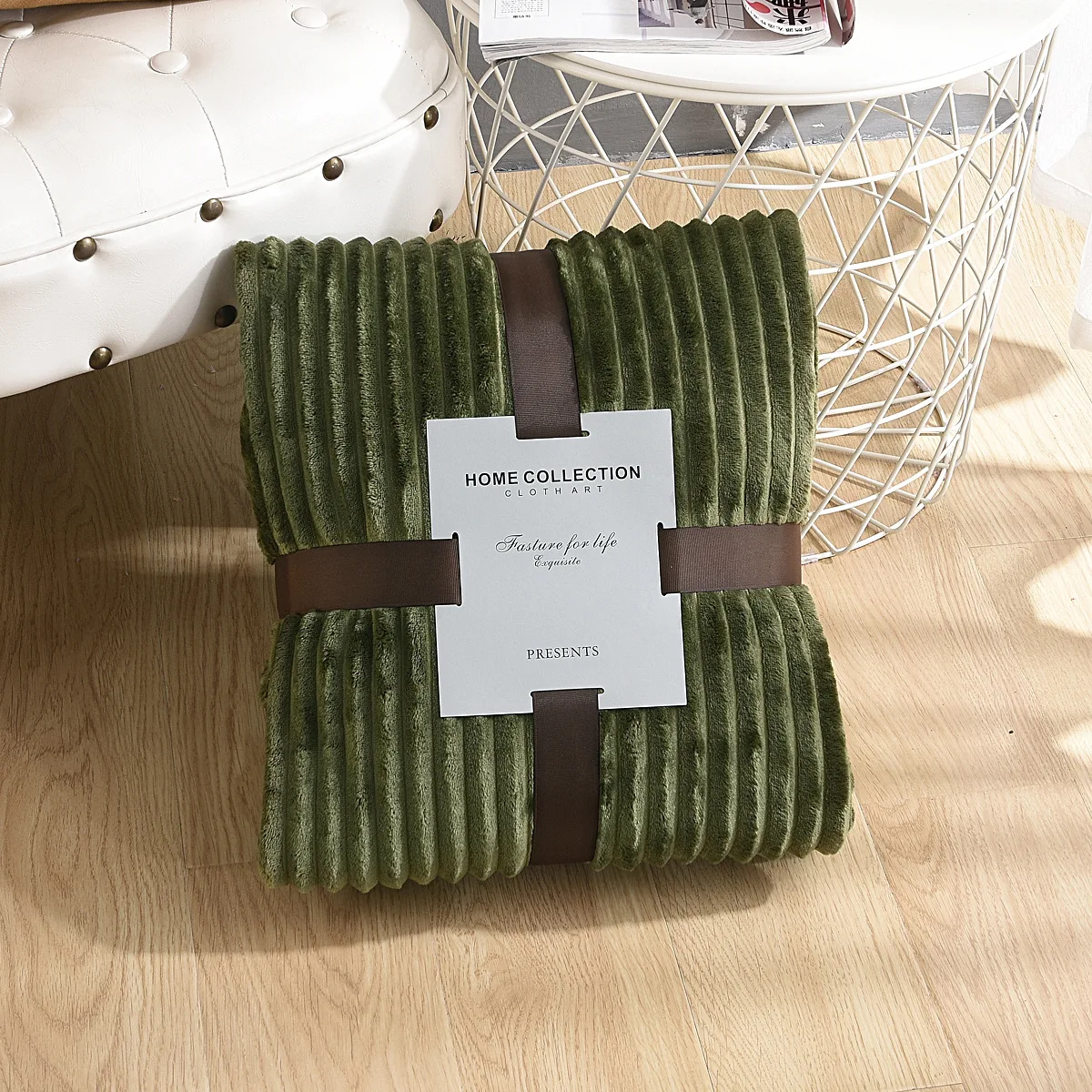 Warm Winter Smooth Coral Fleece Blankets For Babies Nordic Style Solid Color Knit Throw Blanket