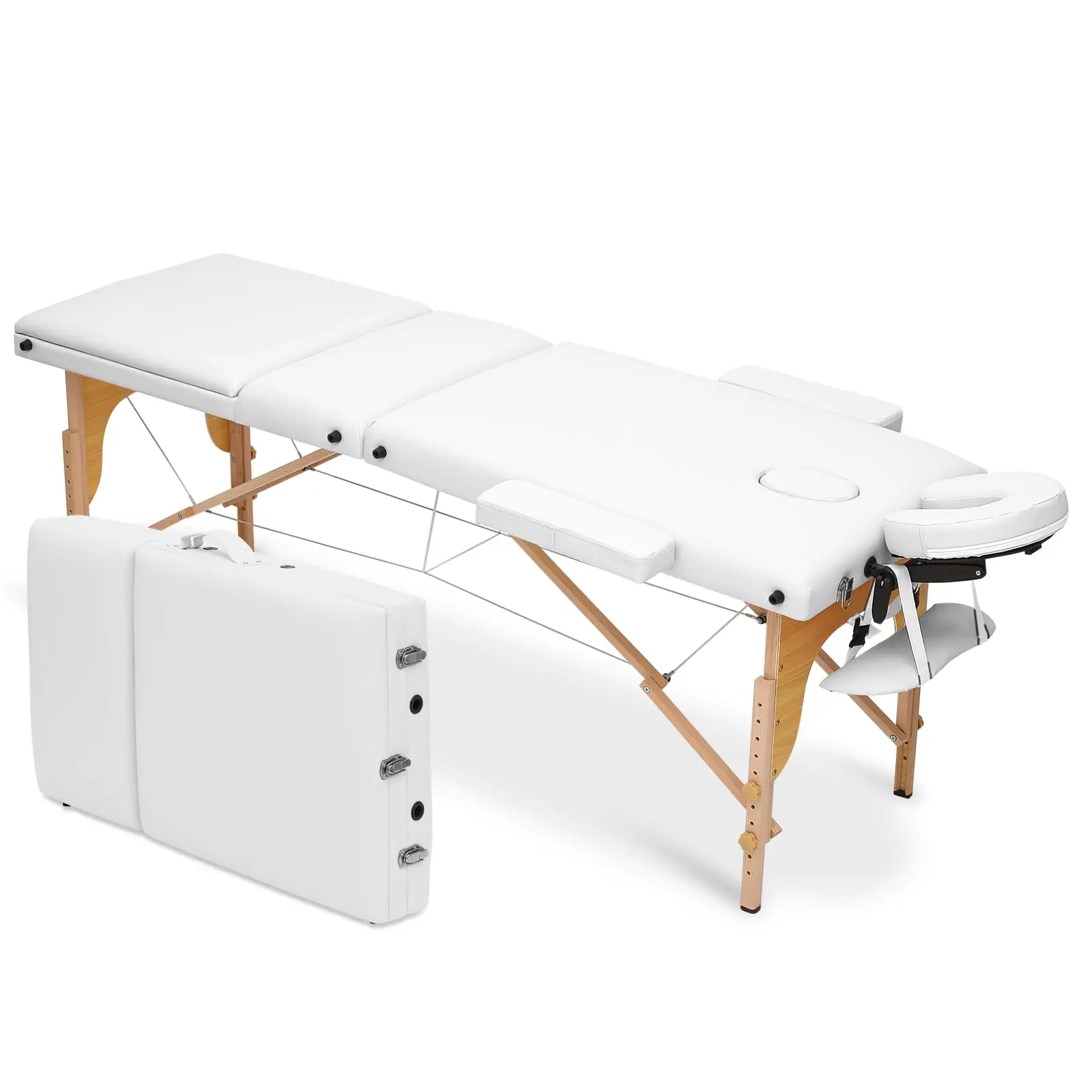 Beauty Tattoo Massage Bed High Quality Spa Moxibustion Table for Hotels Modern Design Hot Sale 2-section Portable Foldable Black