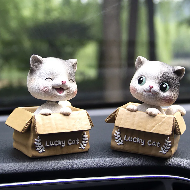 Lucky Cat  Shake Head Cute Cat Latest Car Accessories Decoration Car-Styling Auto Shaking Toys Resin ornaments