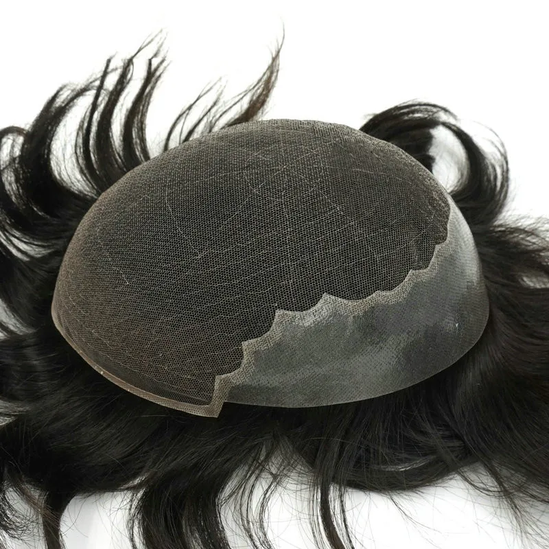 Hot Sale Q6 Base Men Wigs Hair Extension HD Transparent Swiss Lace And PU Front Human Hair Toupee