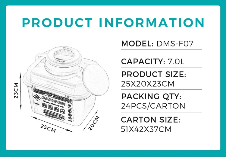 Dailymag Wholesale Yellow Red Plastic Sharps Disposable Syringe Needle Container