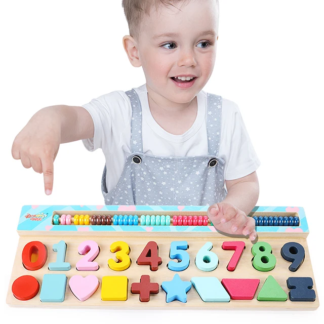 Montessori Toys Early Education Teaching Aids Math Toys for Children Preschool Wooden Count Geometric Shape Cognition Match Baby