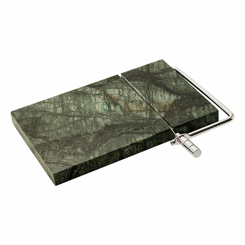 Polished Marble Cheese Slicer Board for Cut Block Cheeses, Butter, Meats