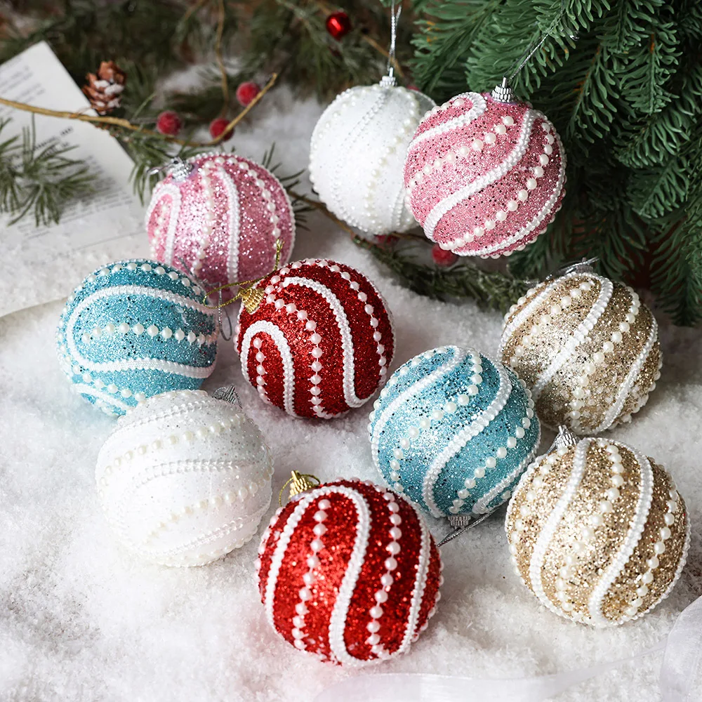 New Christmas tree decoration pendant glitter 8cm foam ball Christmas decorations (factory direct sales)