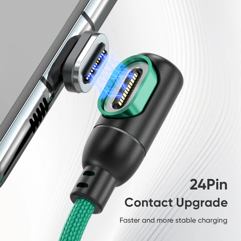 Greenport 3 in 1 Magnetic Cable 5A Fast Charging Nylon Braided Phone Charger for 24Pin/USB C/Micro Multi Magnetic Charging Cable