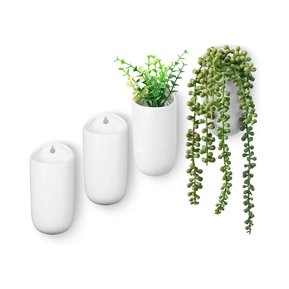 wall mounted hanging ceramic flower vase for home decor