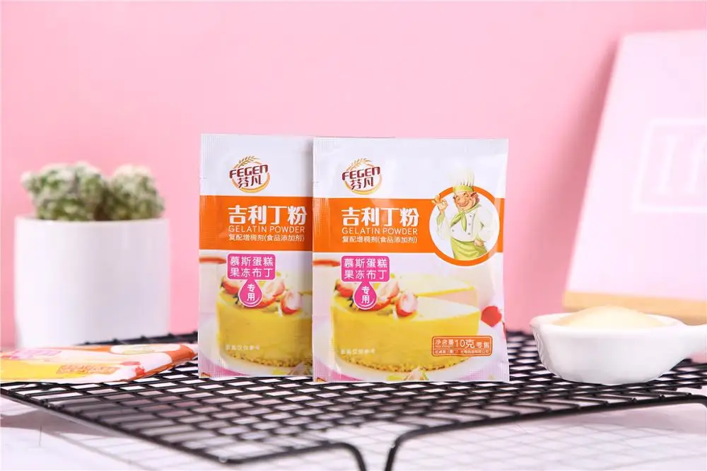 
10g/bag Unflavored Food and Beverage cheap price bulk wholesale halal fish Gelatin powder for cake/jelly/pudding 