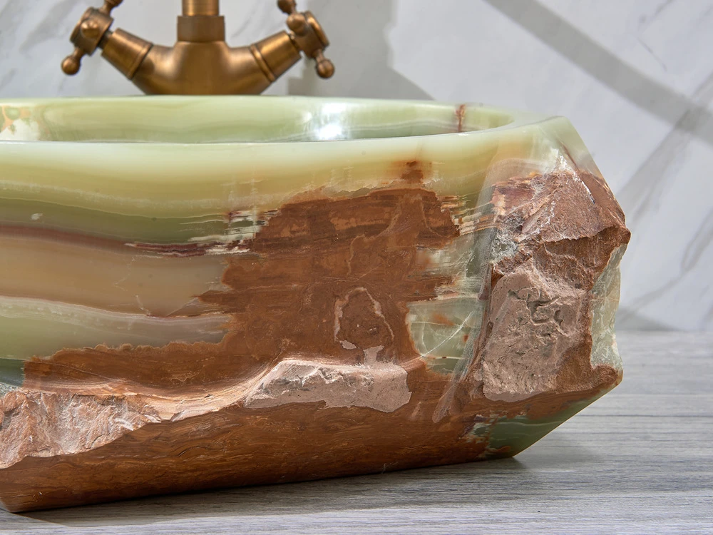 Green Jade Jade Stone Bathroom Sink Bowl