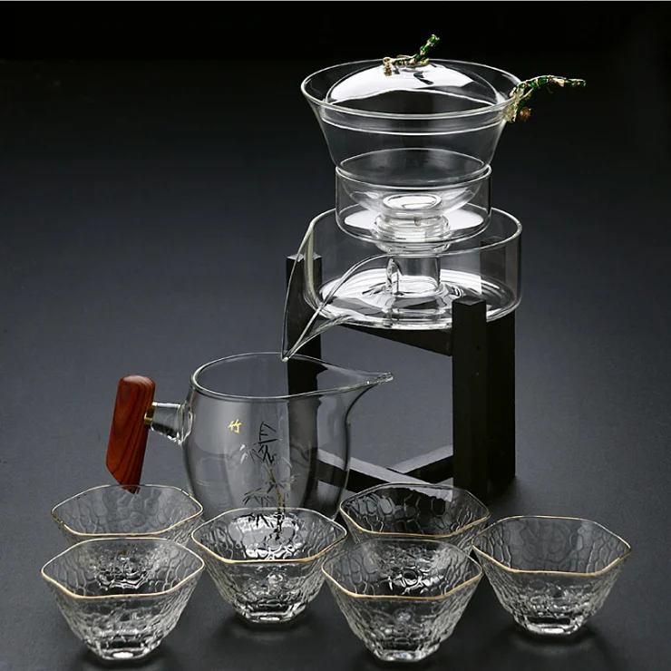 Creative office reception automatic Kungfu teapot household lazy man creativeglass tea set