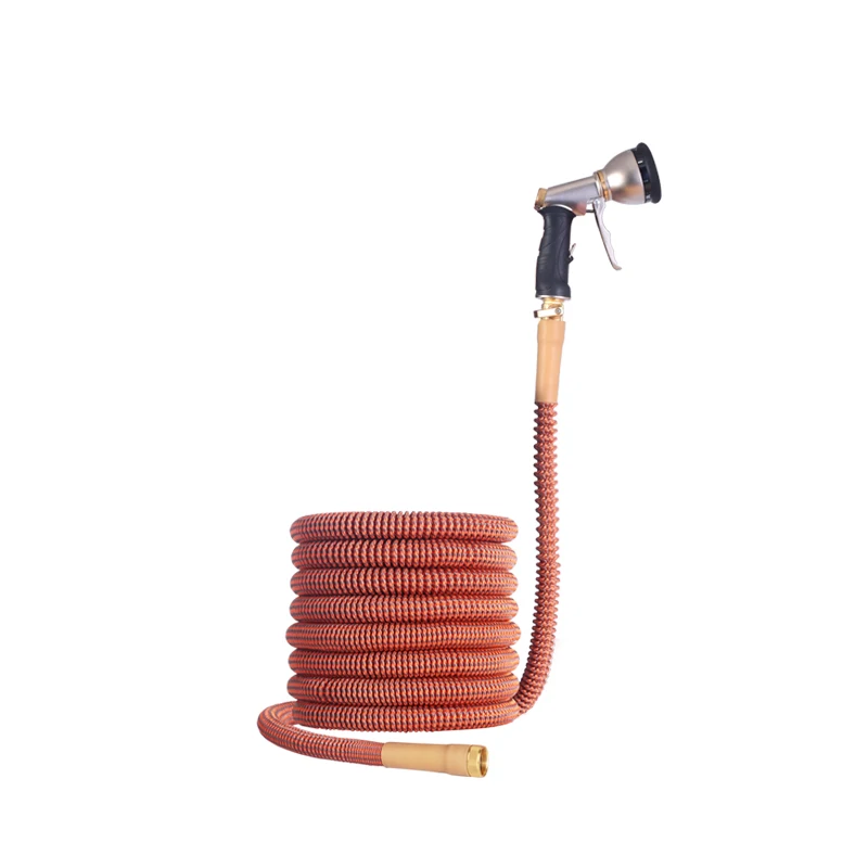 
European market 2500D 50ft expandable garden hose 3 times rubber hose with metal water gun  (1600169329114)