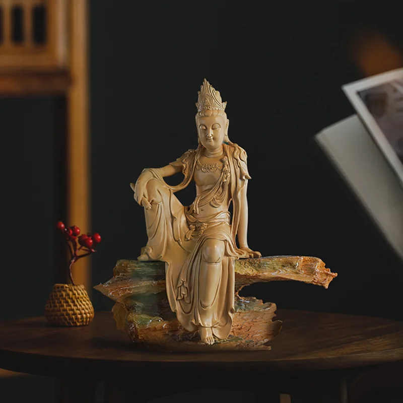 Custom Imitation Wood Resin Metal Ceramic Crystal Buddhism Standing Sitting Laughing Buddha Figure Statue for sale