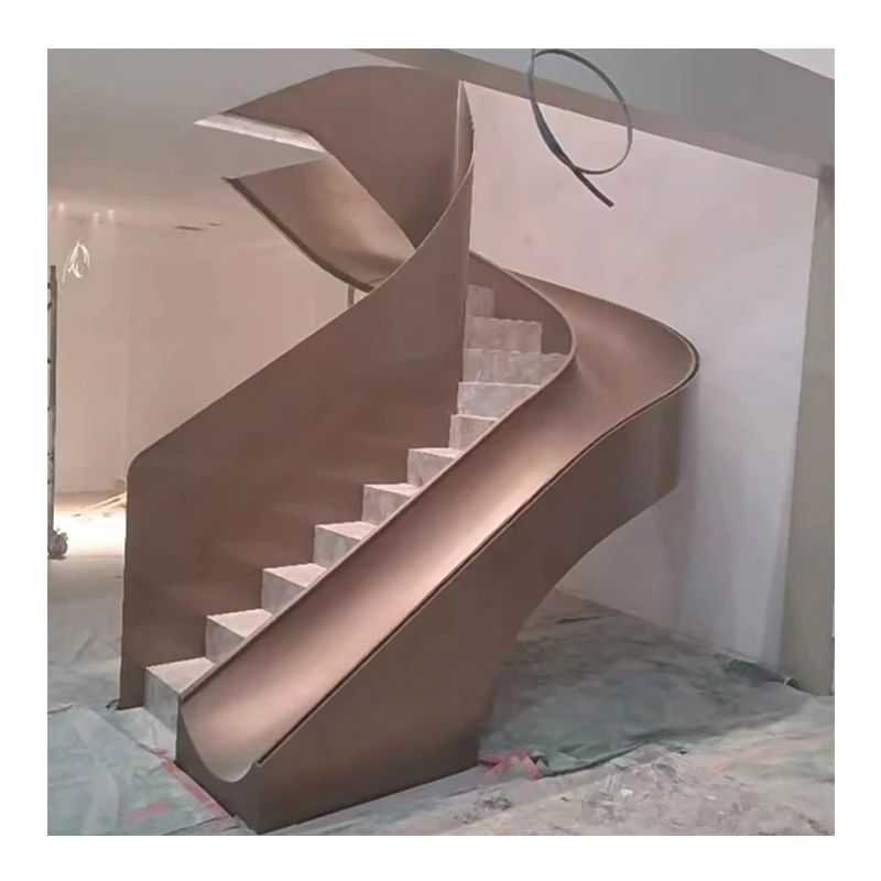 Good price modern indoor stairs spiral staircase wooden stairs carbon steel structure staircase for villa