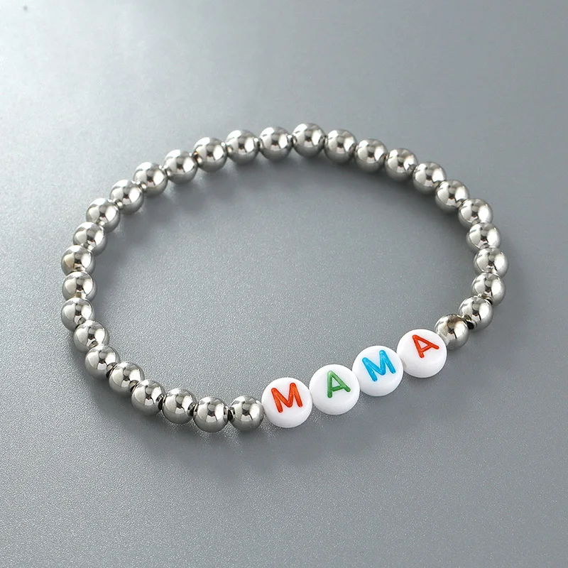 Wholesale Custom Bead Bracelet Colorful Letter Adjustable Bead Bracelet Friendship Love Silver Bead Bracelet for Kids Adults