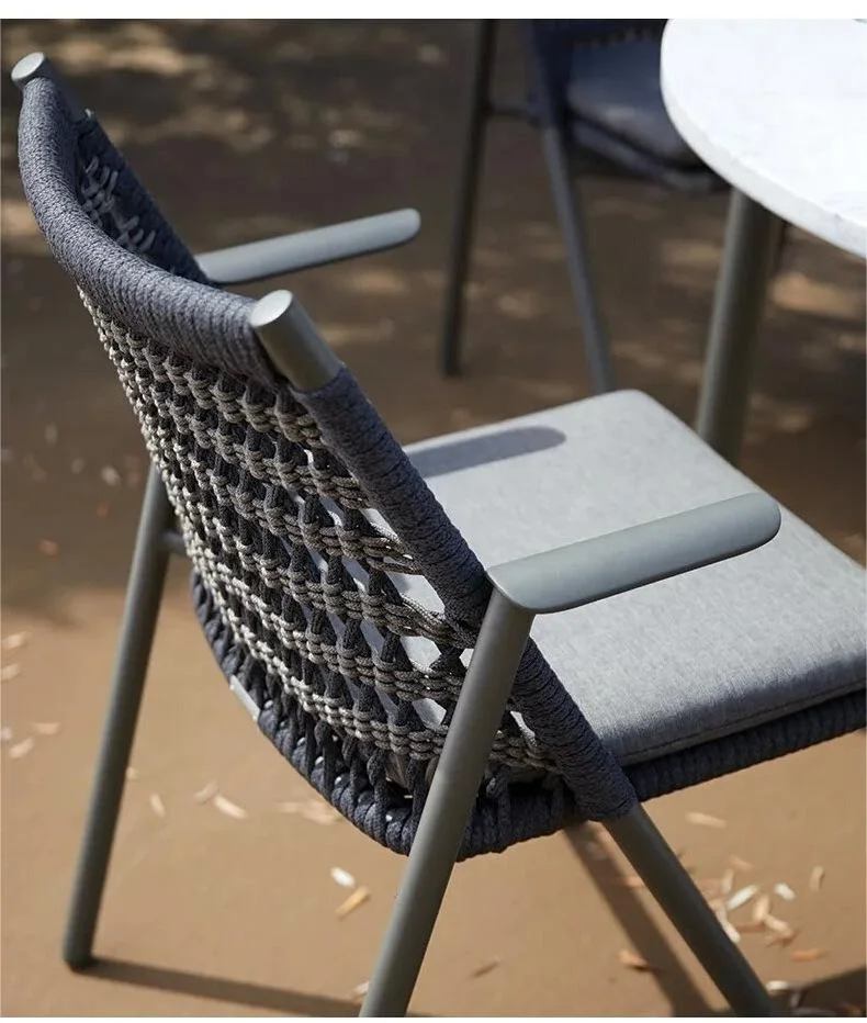 top quality luxury Aluminum outdoor garden furniture set for villa hand rope weaving pattern outdoor couch set patio sofa