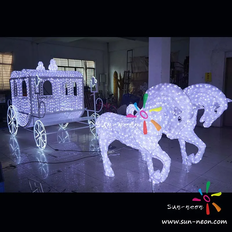 LED Christmas Horse Lighted Carriage Horse Sculpture