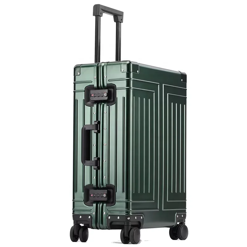 2024 New Customizable Large-Capacity Fashionable Stylish Design Aluminum Metal Suitcase