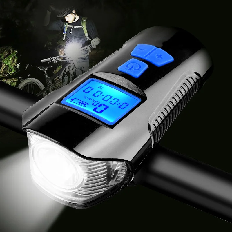 1000 lumen Waterproof USB Rechargeable Led Bicycle Front Light Bicycle Flashlight Led Bike light with Speedometer & Horn