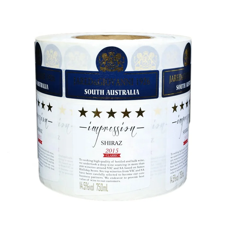 High Quality manufacturer custom design glass bottle sticker wine label logo printing