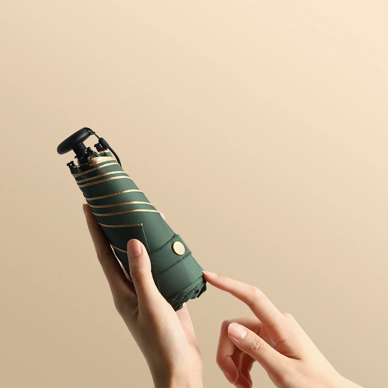 Mini umbrella Lightweight Five-folding Umbrella UV protection Black coating Sunny and Rainy Umbrella