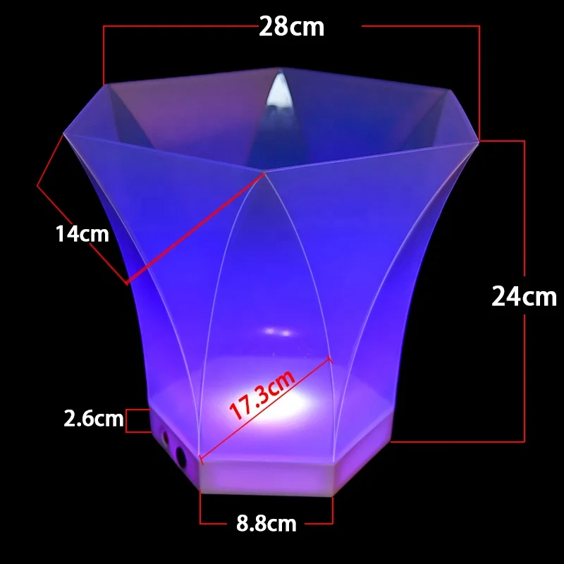 hexagon shape transparent colorful led gradient light up  ice bucket glowing plastic led ice bucket