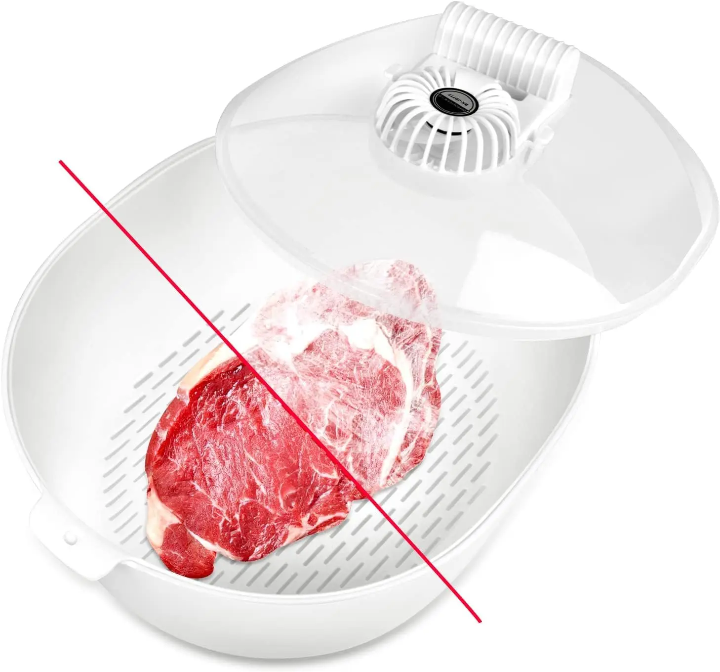 4 in 1 Meat Defroster with Draining Basket Large Rapid Thawing Tray Faster Thawer Convenient Defroster Bowl for Home Kitchen