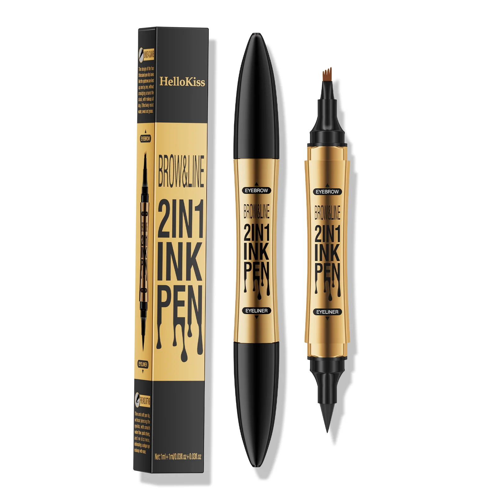 4 Colors Eyebrow Pencil Soft Brown Quick-drying Waterproof and Long Lasting Dual-Ended Microblading Eyebrow Pen and Eyeliner Pen