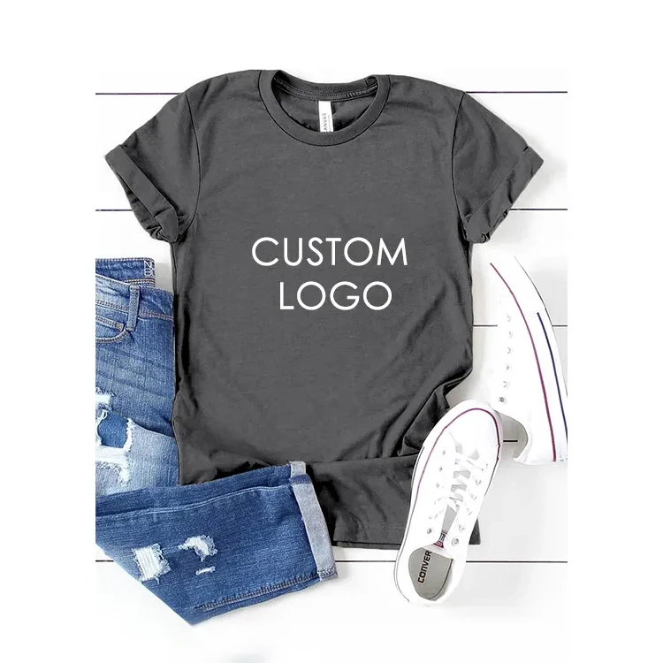 Label Custom T Shirt Printing Blank T-shirt Private Customize Printed Logo O-neck Breathable Women Woven Short Mesh Fabric