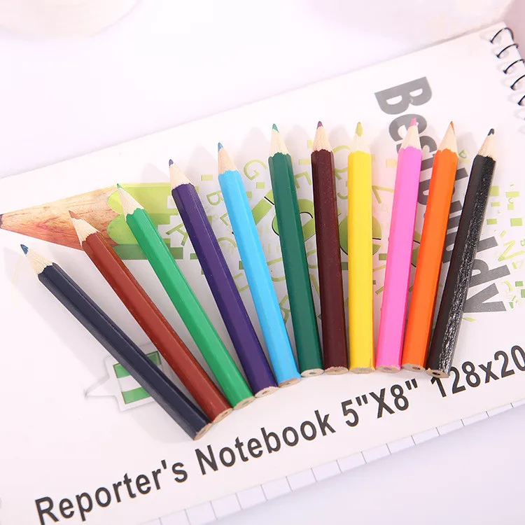 Longorgeous  Promotional 3.5 Inch Mini Wooden Art Drawing Color Pencil In Kraft Paper Box Short 12 Coloring Pencils Set