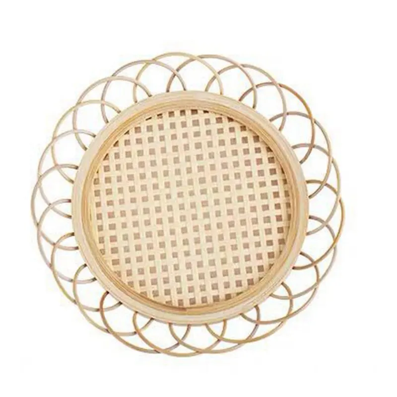 
Japanese Style Bamboo Woven Saucer Handmade Coaster Cup Holder Pot Pad Tea Mat Rattan Woven Cup Holder Coaster 