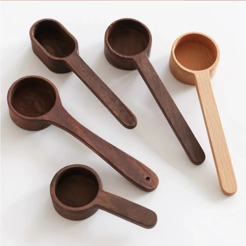 Custom logo packing box wooden coffee measuring spoon