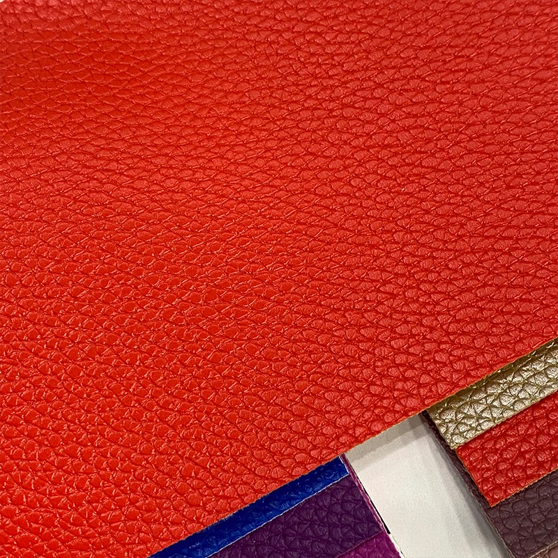 Colorful Lychee PU Leather Fabric Embossed Lichi Texture Synthetic Fabric For Shoes Apparel Upholstery