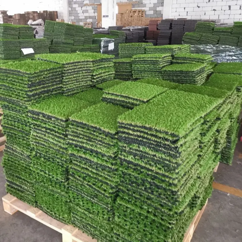 best Price outdoor Interlocking Artificial turf Landscaping Grass Tiles Carpet Floor Tiles