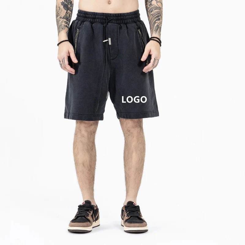 Retro do old splicing mens gym sweat shorts custom print logo nylon mesh sports running cargo shorts for men