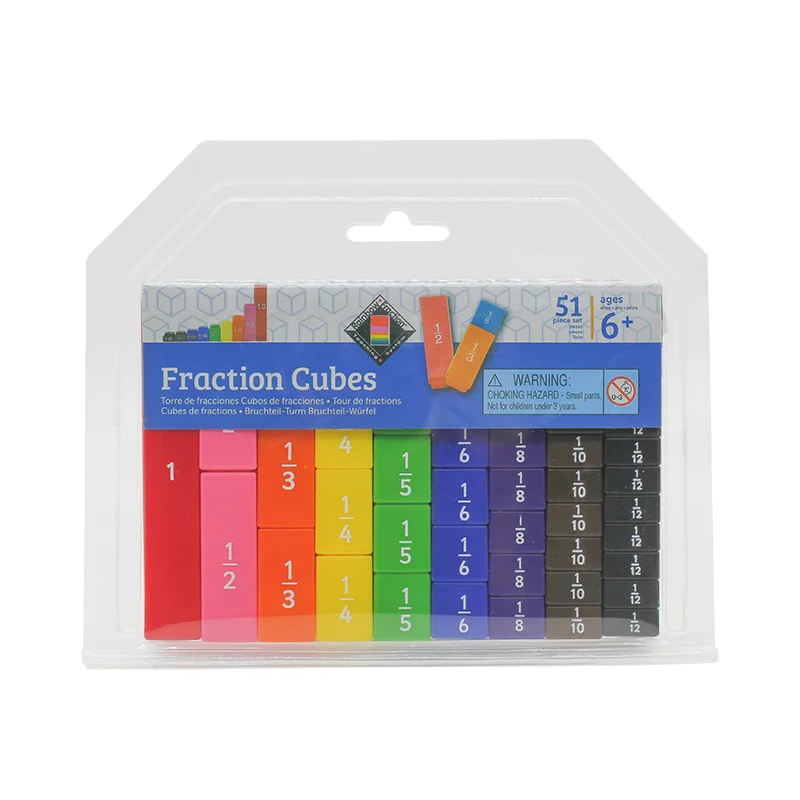 XR Plastic Rainbow Fraction Tower Cubes Montessori Math Materials for Kids to Learn Fraction Equivalence Math Manipulatives