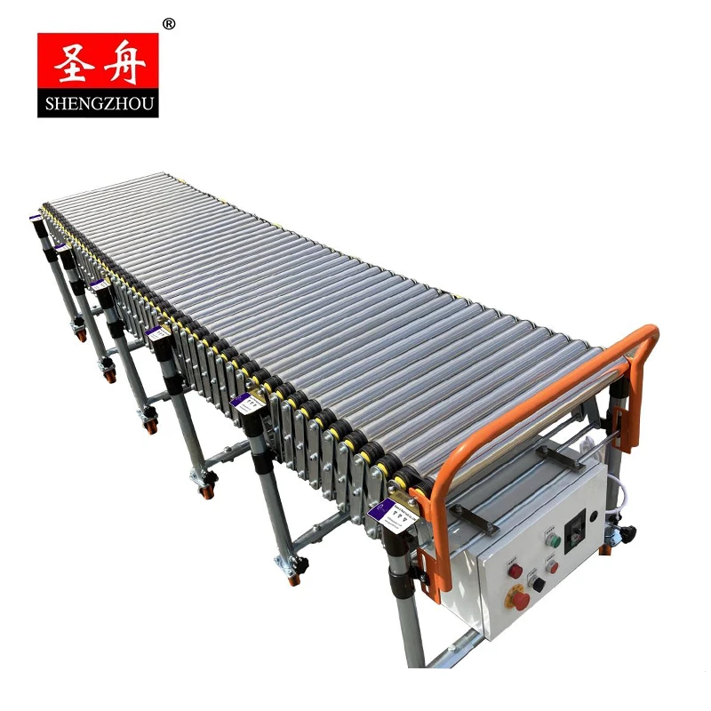 Automatic motor powered driven  flexible stainless steel roller conveyors