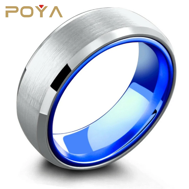 POYA Jewelry Hybrid Aluminum and Tungsten Wedding Ring Atlantic Blue