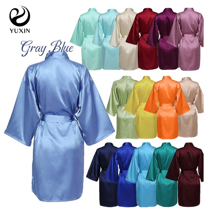 Women Silk Robe Extra Long Hotel Bathrobes For Ladies Embroidered Logo Sleepwear 6010