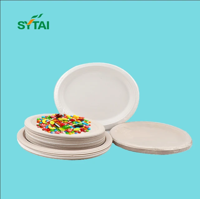 100% Biodegradable Dinnerware Round Plates Made of Sugarcane Fibers Compostable Dinner Tableware Dish Plates