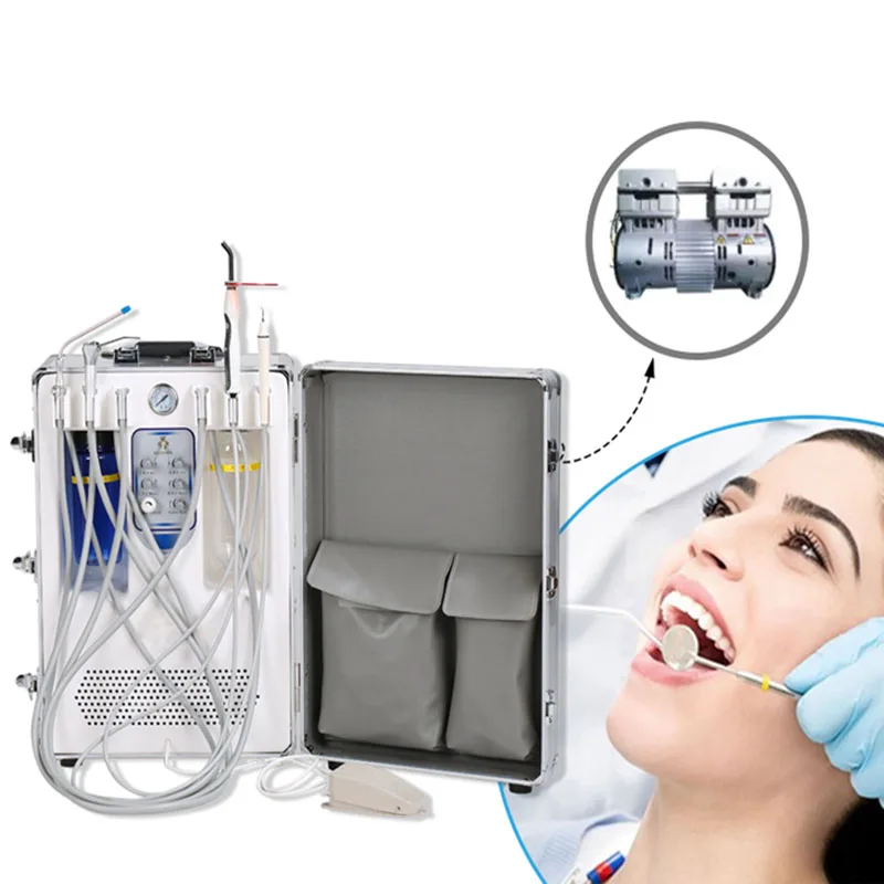 Hot Sales CE Approved Suitcase Dental Equipment Portable Dental Suction Unit Machine with Air Compressor