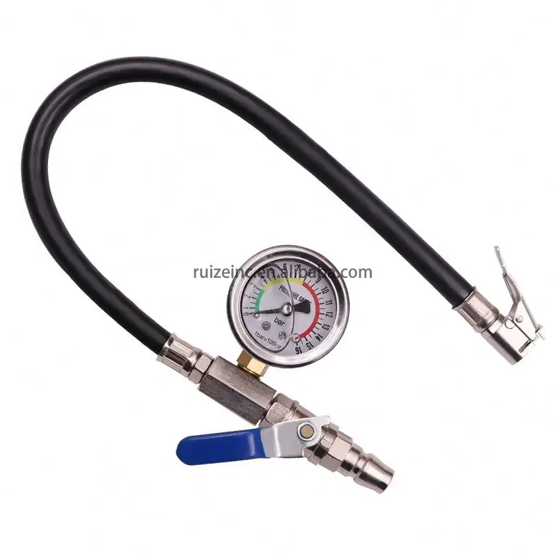 Car tire pressure gauge barometer car tire with inable head bulging mouth filling tool gun Inable pipe steam pressure