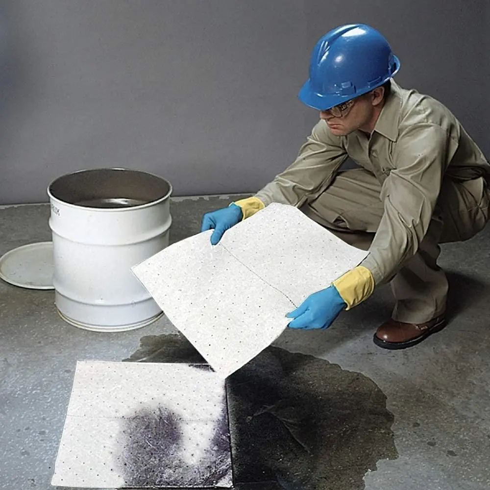 KILINE Non-Woven Fabric Oil Absorbent Pads Heat & Scratch-Resistant Cleaning Cloth for Metal Processing Workshop Wipes