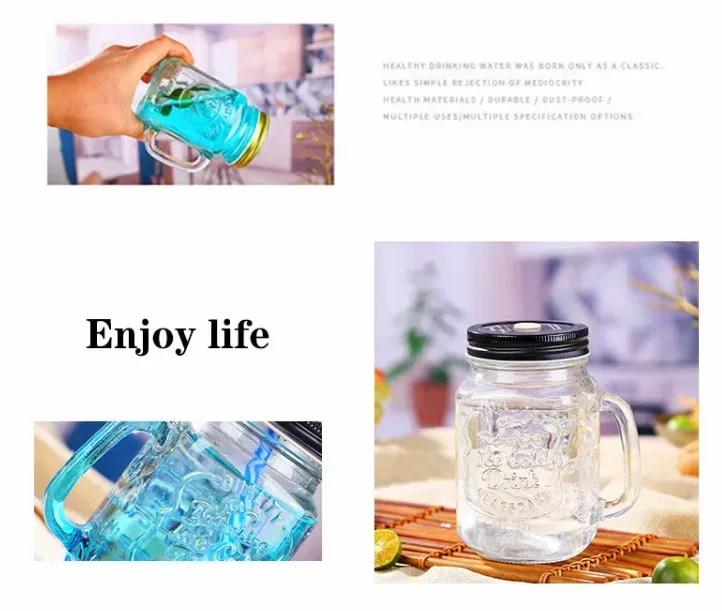 wholesale personalized mason jars mug 16oz wide mouth glass mason jars with lid and straw
