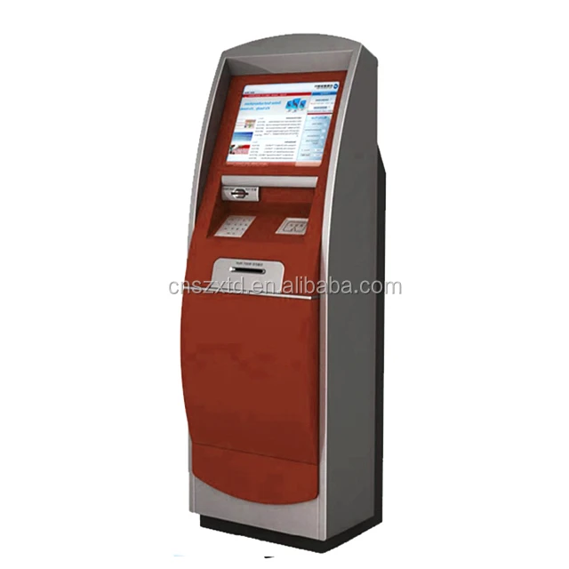 auto cash dual screen monitor multifunction touch screen Indoor self banking kiosk With coin /card acceptor/thermal printer